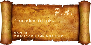 Preradov Alinka névjegykártya